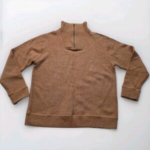 Irelands Eye 1/4 Zip Sweater Mens XL Heathered Brown Wool LS Cottage Outdoor